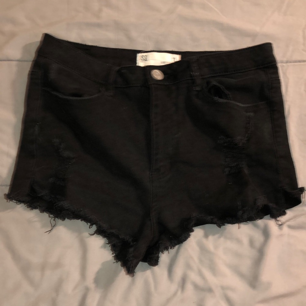 Black high rise shorts